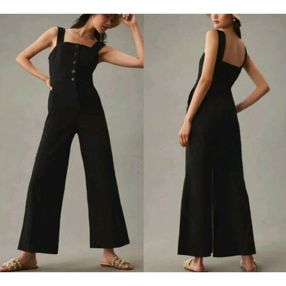 Maeve Pants - Anthropologie Maeve The Colette Portside Jumpsuit Sz 12 Black Sleeveless Pockets